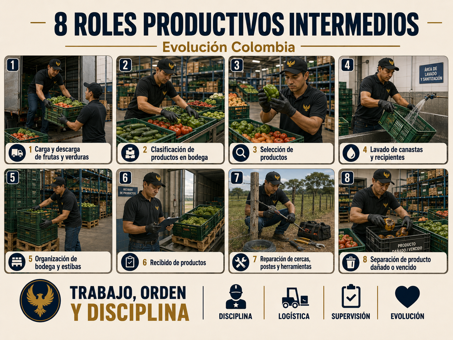 8 Roles Productivos Intermedios - Evolución Colombia